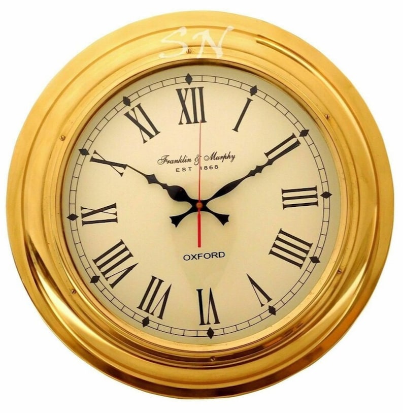 Brass Nautical Wall Clock Ship's Dial view 7