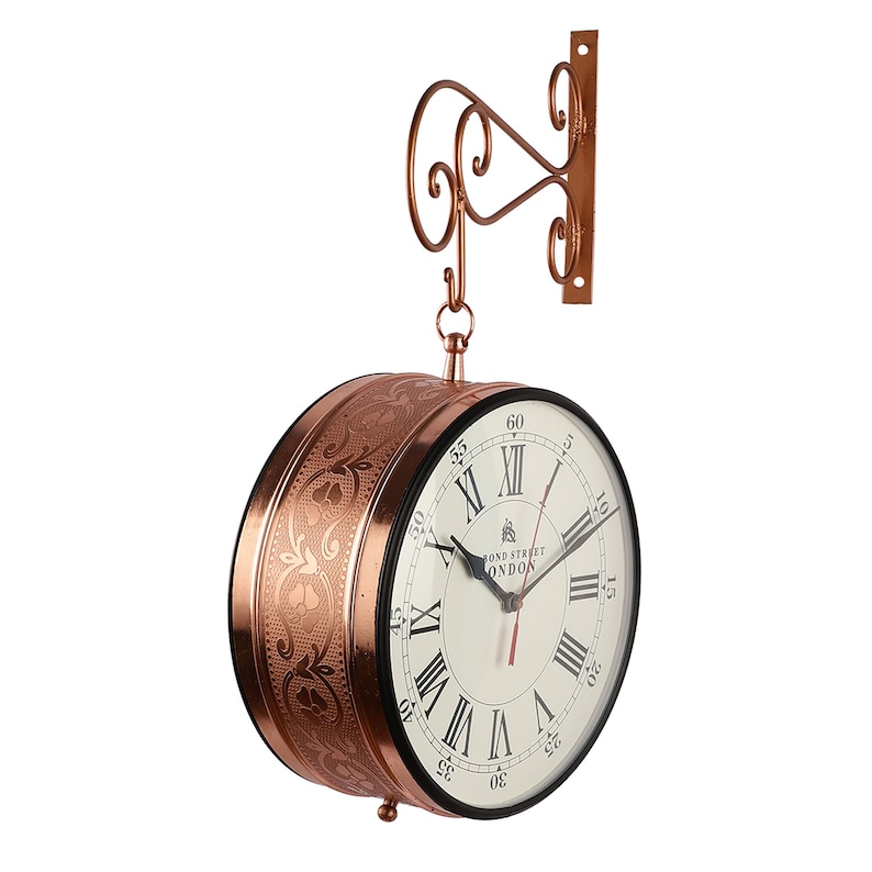 Copper and Gold Dual-Sided Victorian Wall Clock view 6