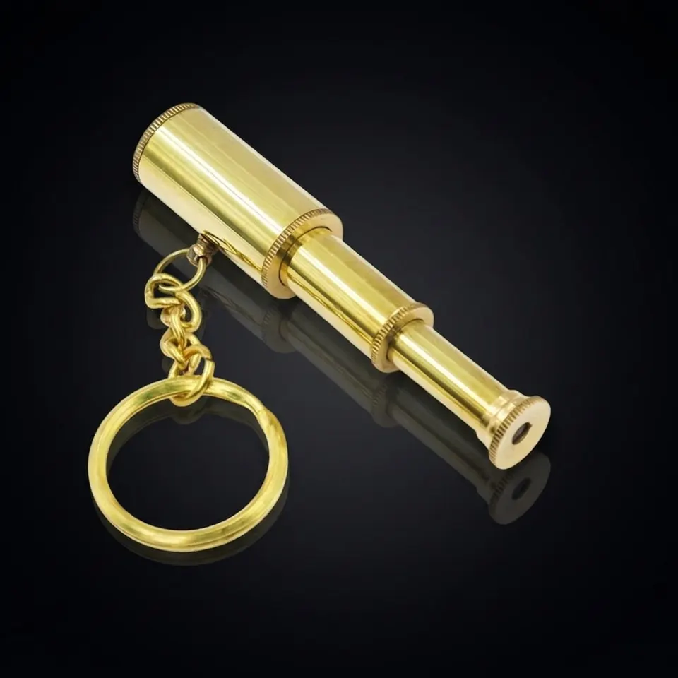 Vintage Brass Telescope and Anchor Keychain
