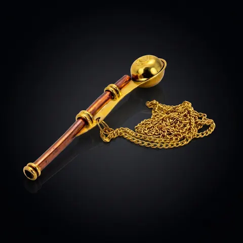 Solid Brass and Copper Boatswain Pipe Keychain view 1