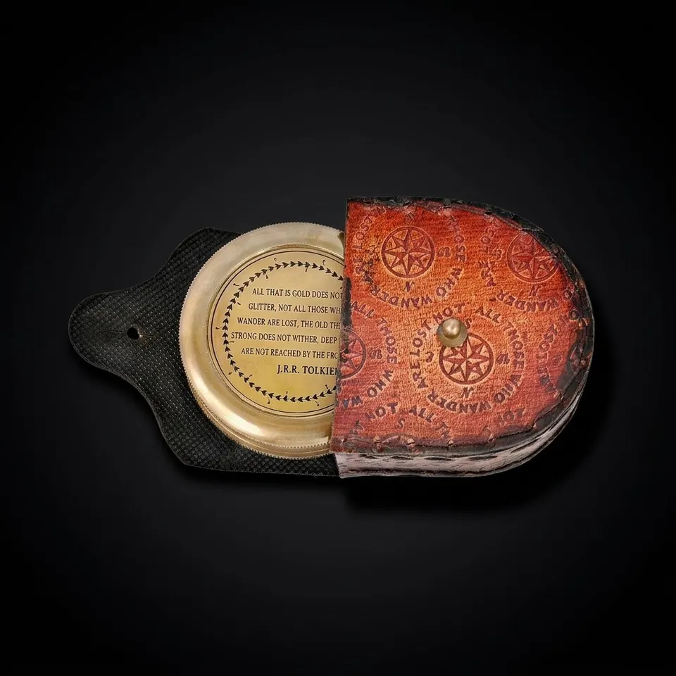 Tolkien Quote Compass, Leather Case