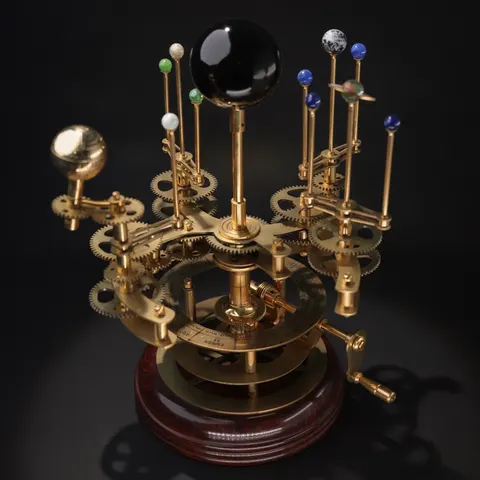 Functional Brass Solar System Orrery, Museum view 1