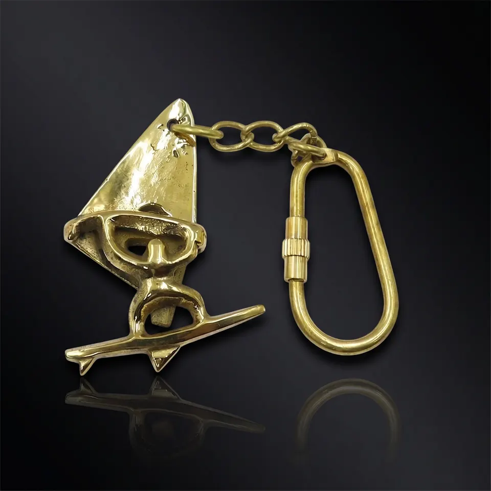 Brass Windsurfing Board Keyring view 1