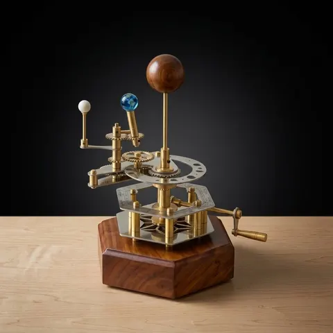 Brass Solar System Orrery, Shelf Display view 1