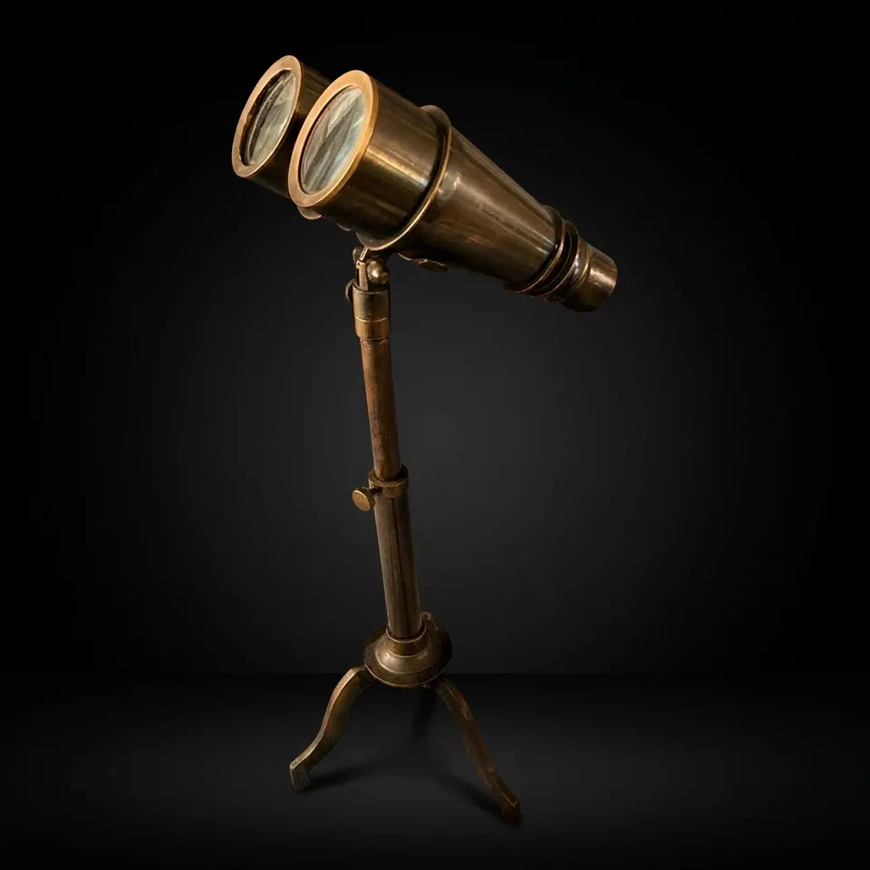 Brass Field Binocular with Removable Folding Tripod Stand view 1