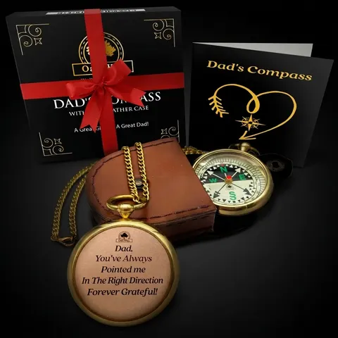 To Dad Compass, Leather Case view 1