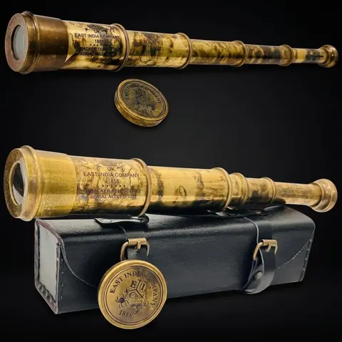 Brass Spyglass Telescope 17" with Leather Case view 1