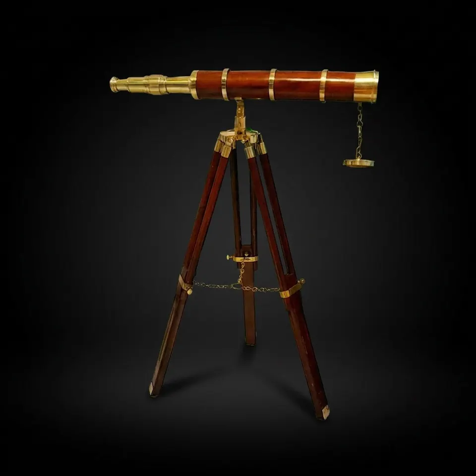Brass Floor Standing Telescope 26" with Wooden Tripod Stand