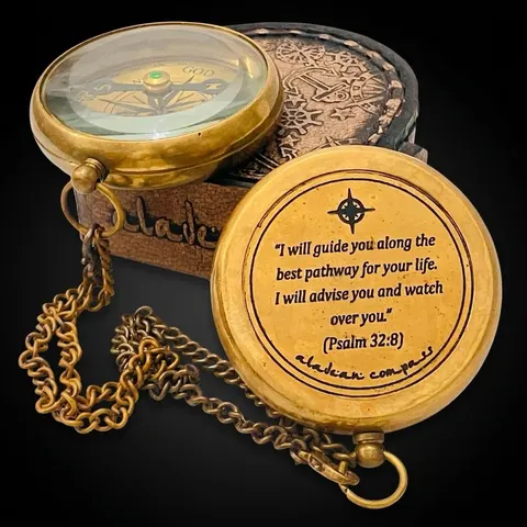 Psalm 32:8 Compass, Leather Case view 1