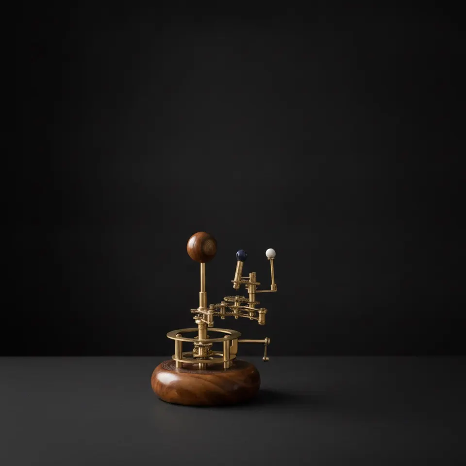 Steampunk-Style Brass Orrery, Shelf Model