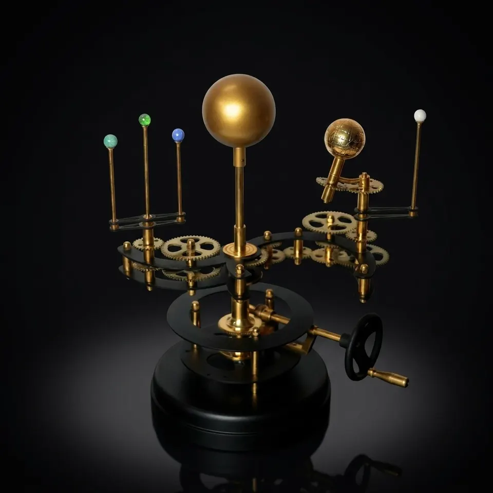 Brass Orrery with Semi-Precious Stone Planets, Museum