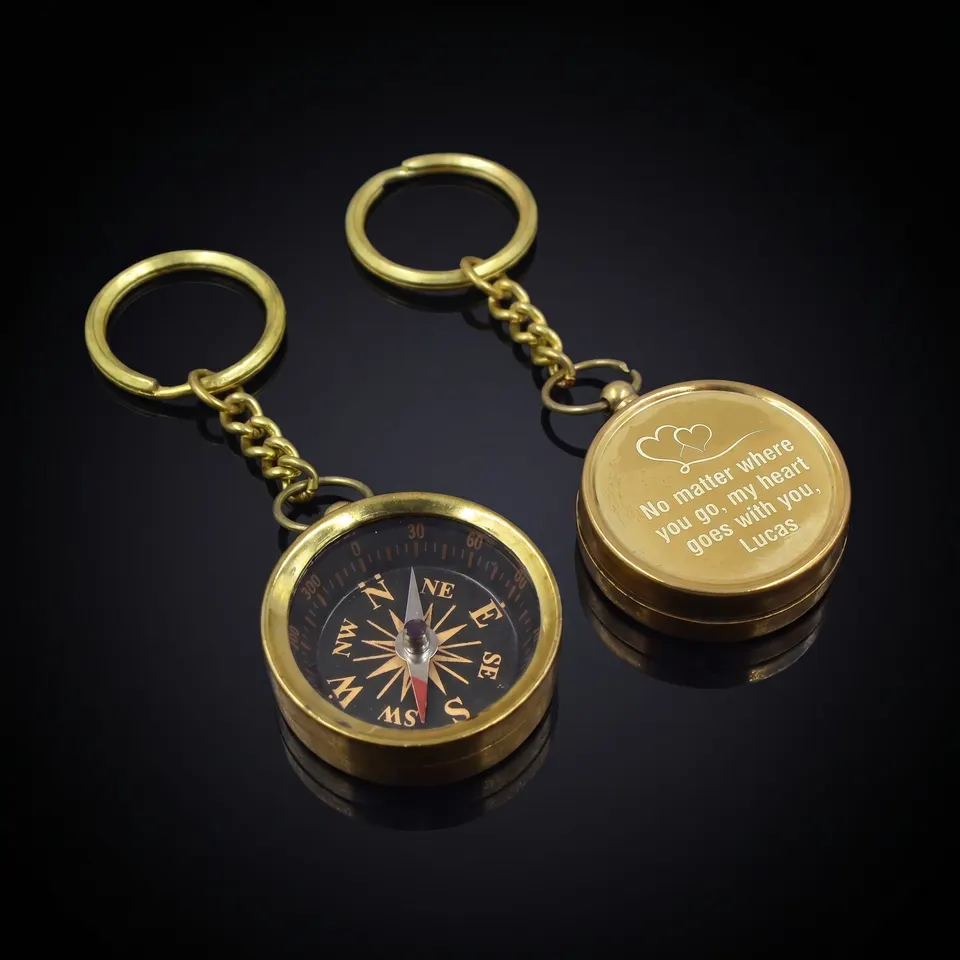 Brass Compass Keychain
