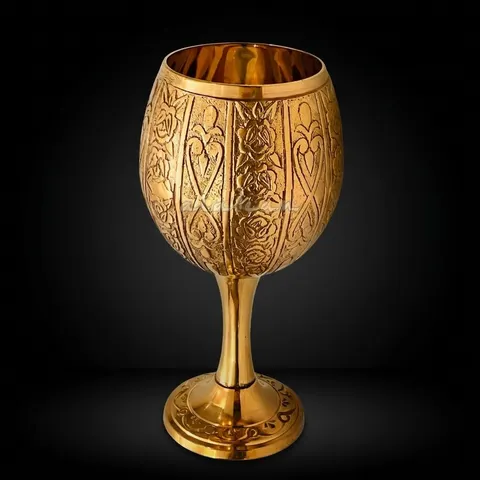 Solid Brass Goblet with Emperor Gothic Embossing view 1