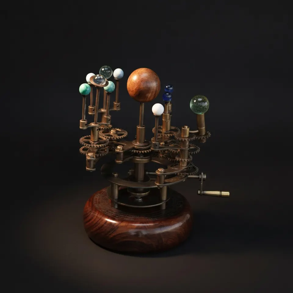Brass Solar System Orrery, Shelf Display