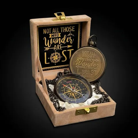 Tolkien Quote Compass, Velvet-Lined Box view 1