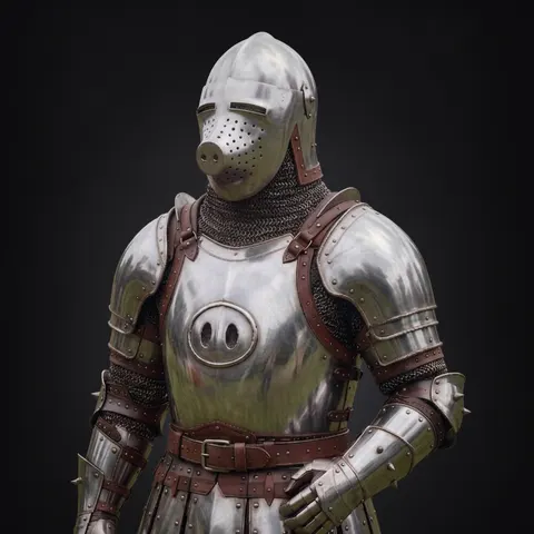 Medieval Pig Face Armor Suit with Bascinet for Buhurt and LARP view 1