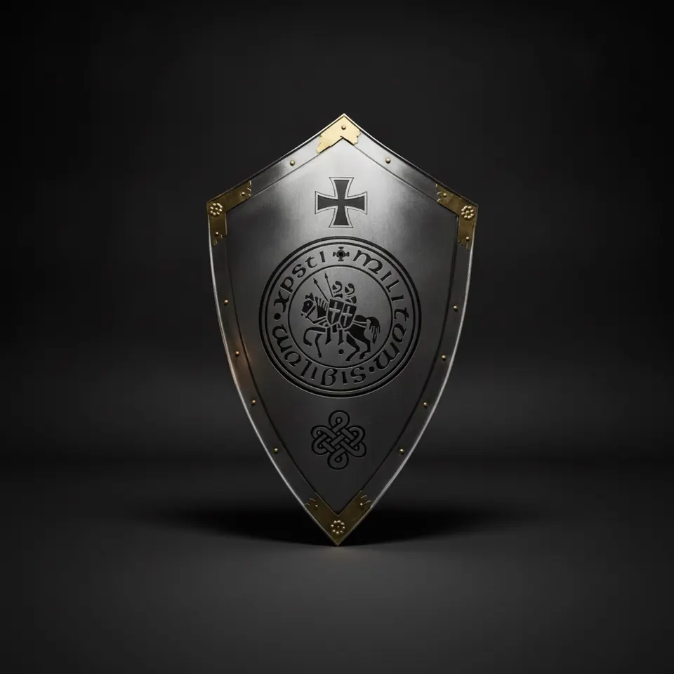 Templar Shield with Battle Knight Crusader Medieval Heater