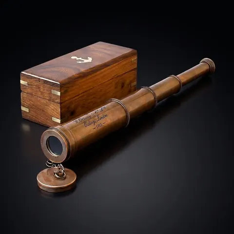 Brass Spyglass Telescope 17" with Wooden Box view 1