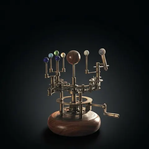 Brass Solar System Orrery, Shelf Display view 1
