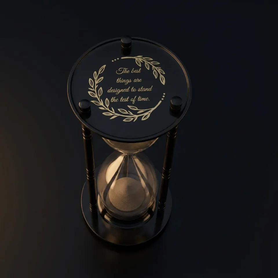 Fillable Brass and Glass Unity Sand Timer, 5-Minute view 1