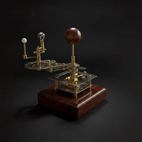 Brass Solar System Orrery, Shelf Display view 1