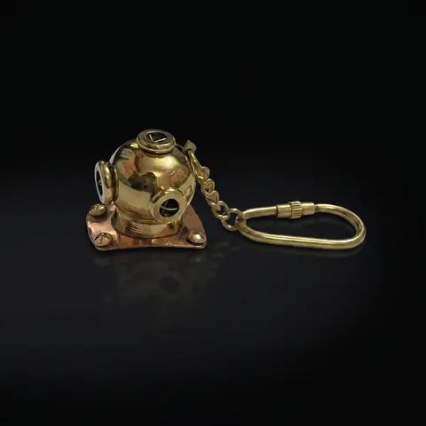 Brass Diving Helmet Keychain view 1