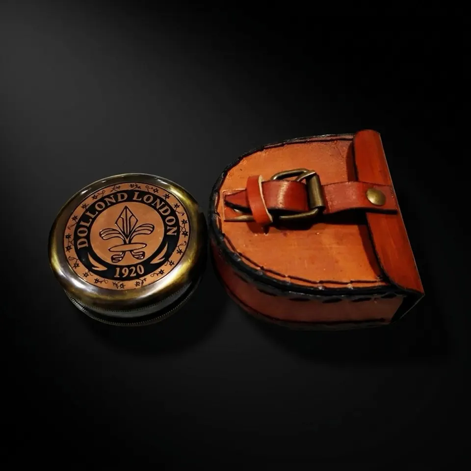 Dollond London Replica Compass, Leather Case