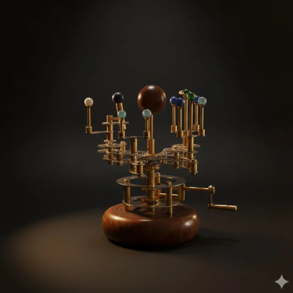 Brass Solar System Orrery, Shelf Display