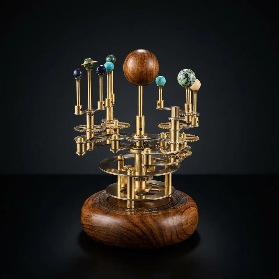 Brass Solar System Orrery, Shelf Display