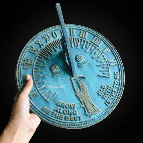 Brass Garden Sundial with Verdigris Highlights view 1