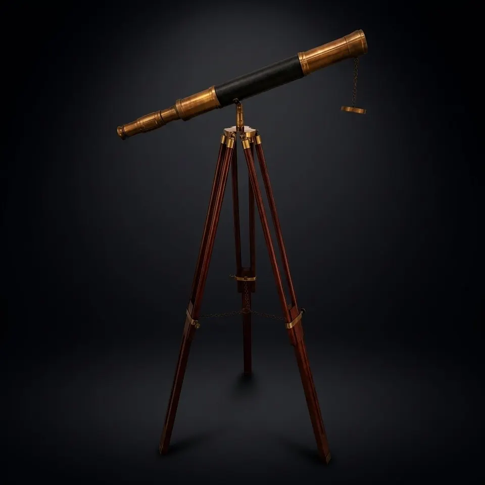 Brass Floor Standing Telescope 55" with Wooden Tripod