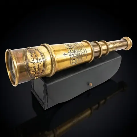 Engraved Joshua 1:9 Brass Spyglass 16" with Leather Case view 1