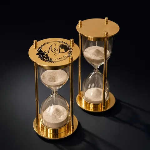 Fillable Brass Hourglass, Sand Ceremony Set, 5-Minute view 1
