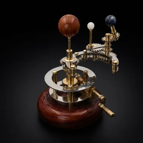 Brass Orrery with Glass Marble Planets view 1