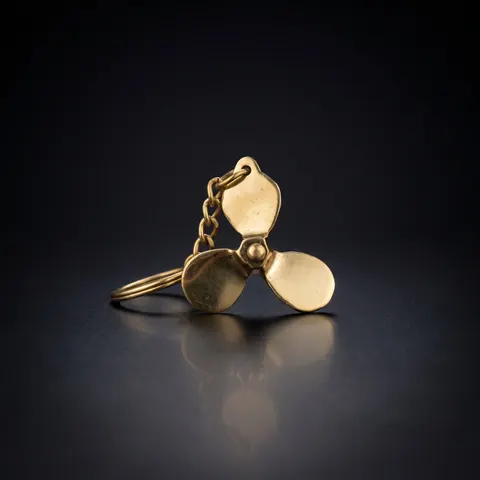 Vintage Brass Propeller Keychain view 1