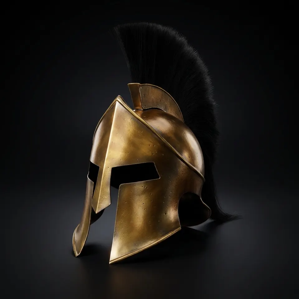 Greek Corinthian Helmet — Bronze Spartan Black Horsehair Crest