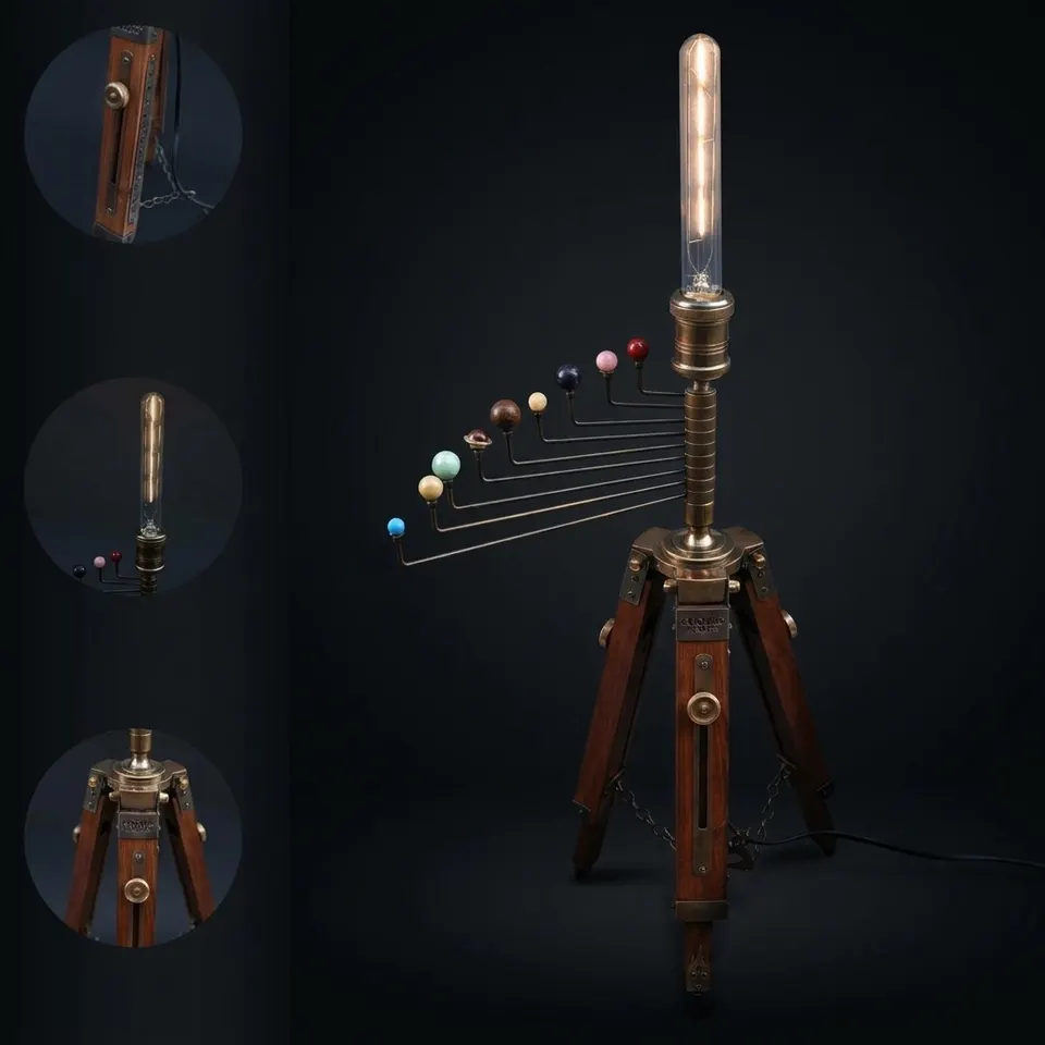 Cosmos Tripod Stand, Lamp with Solar System, Astronomical Lamp, Tripod Lamp