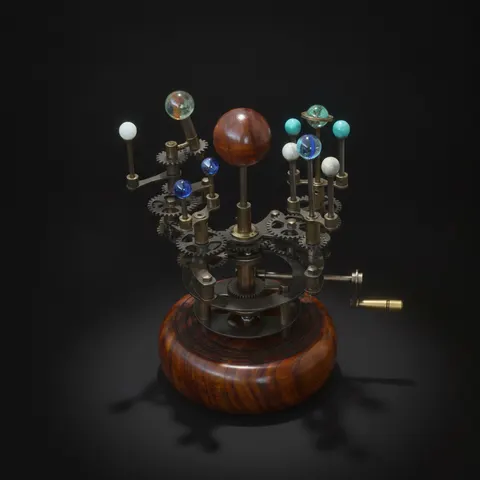 Brass Solar System Orrery, Shelf Display view 1