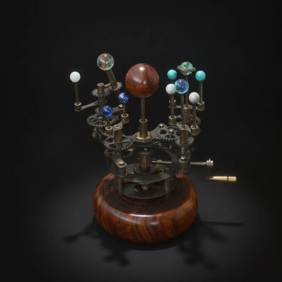 Brass Solar System Orrery, Shelf Display