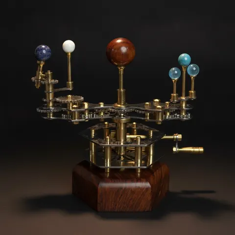 Steampunk-Style Brass Orrery, Desk Model view 1