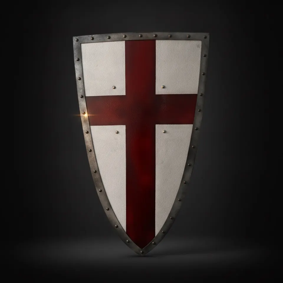 Handcrafted Crusader Knight Shield with Saint George Red Cross