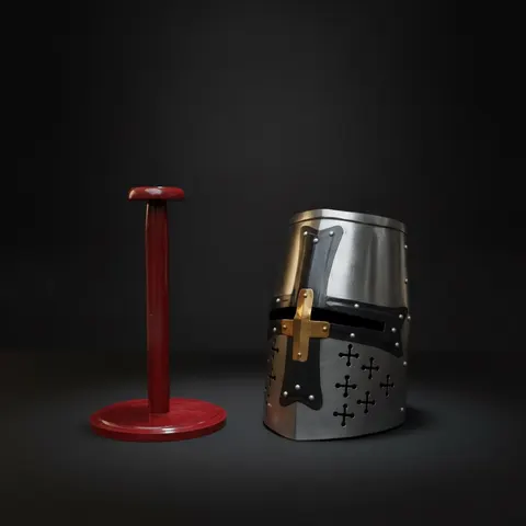Templar Knight Helmet — Black Steel Display view 1