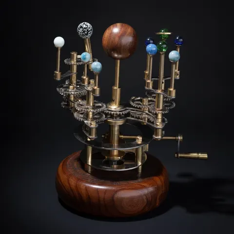Brass Solar System Orrery, Shelf Display view 1