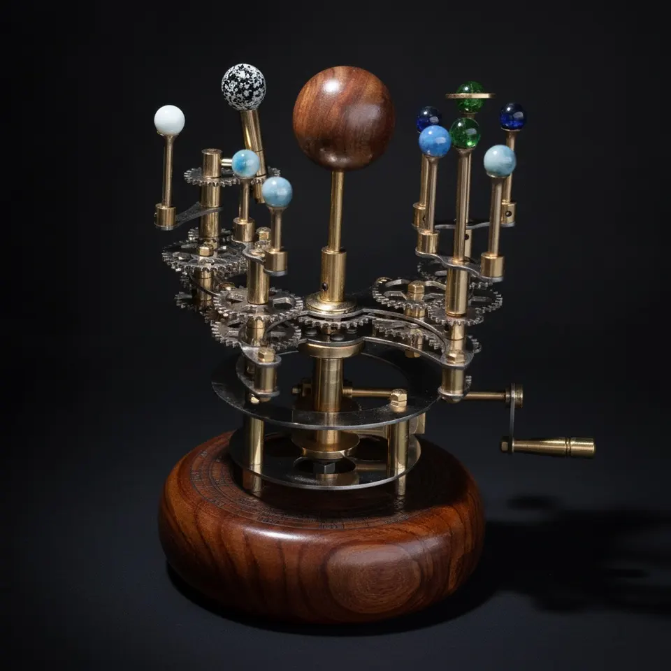 Brass Solar System Orrery, Shelf Display