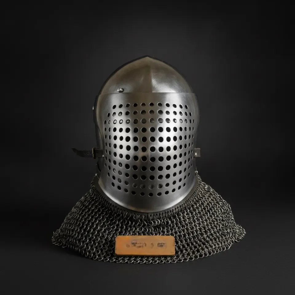 Bascinet Knight Helmet with Chainmail Coif — Buhurt