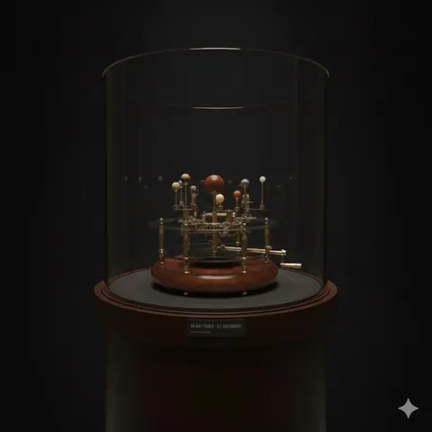 Vintage-Style Brass Solar System Orrery, Museum view 1