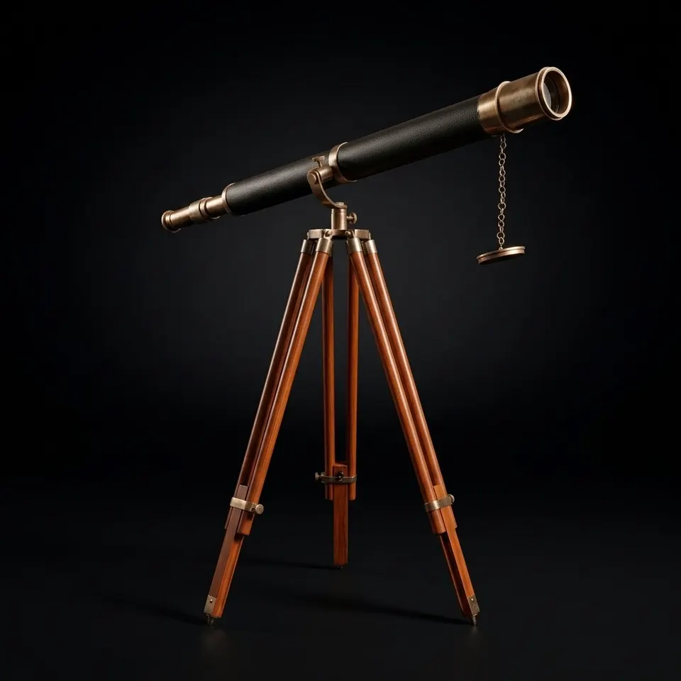 Brass Floor Standing Telescope 62" with Wooden Tripod