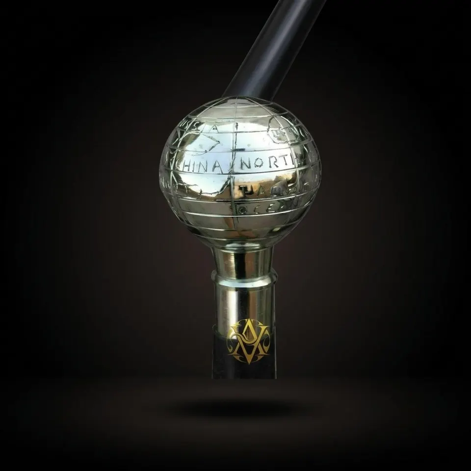 Brass Nickel Chrome Globe Handle Walking Stick