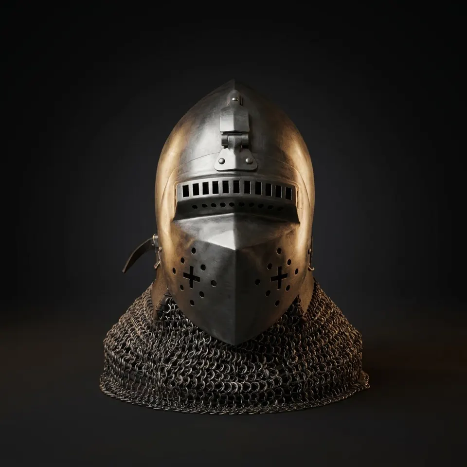 Templar Buhurt Knight Helmet — 16-Gauge Crusader