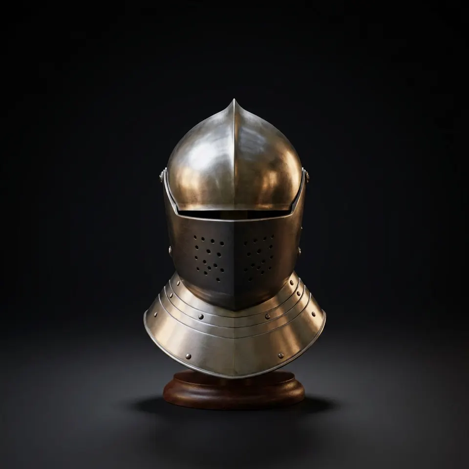 Medieval Knight Helmet with Visor — Full Steel Armor